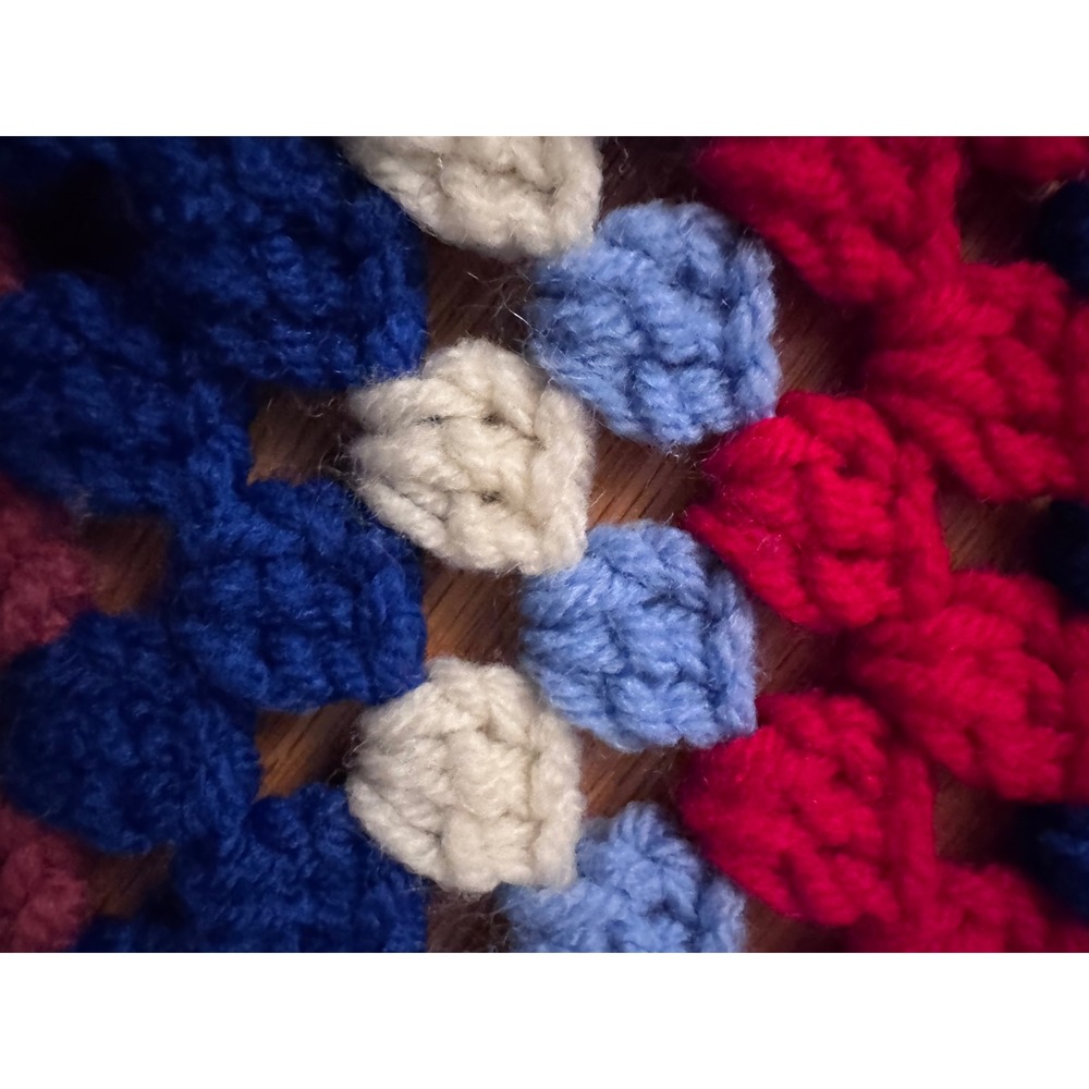 Vintage Handmade Crochet Afghan Throw Blanket Square 55x55 Boho Cottage - Picture 9 of 11